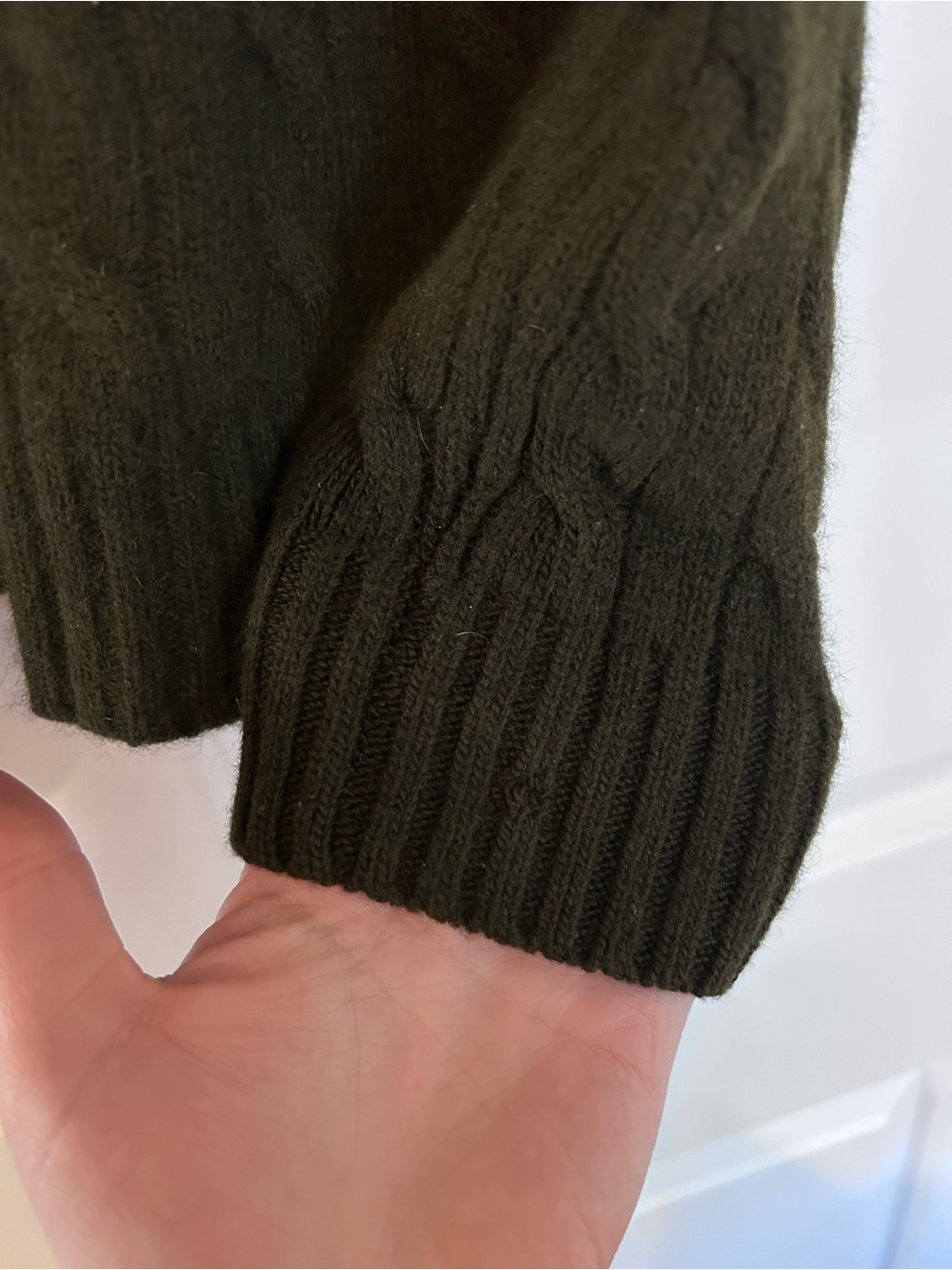 Lauren Ralph Lauren Vintage Dark Green Cable-Knit Crewneck Sweater - Women's - Picture 6 of 6